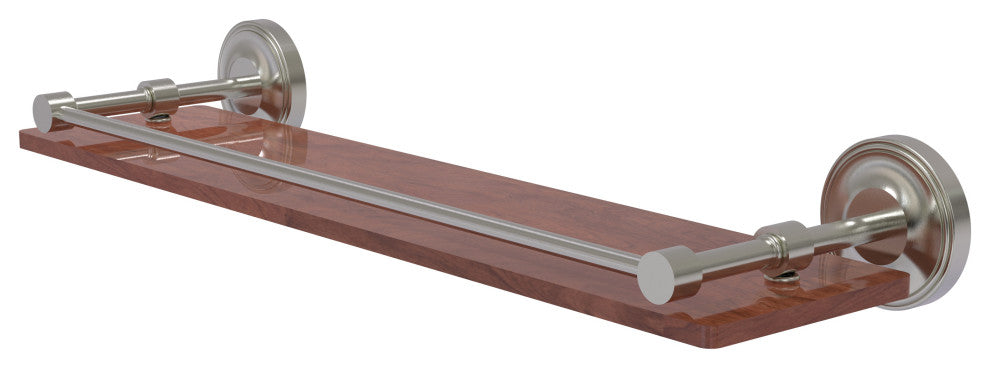 Prestige Regal 22" Solid Wood Shelf with Gallery Rail, Satin Nickel