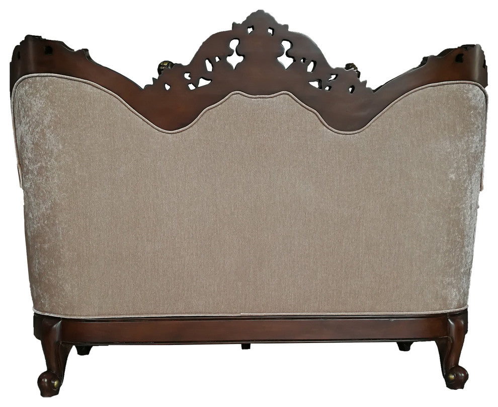 ACME Devayne Loveseat with 4 Pillows, Fabric and Dark Walnut