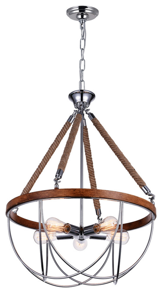 Parana 5 Light Down Chandelier With Chrome Finish