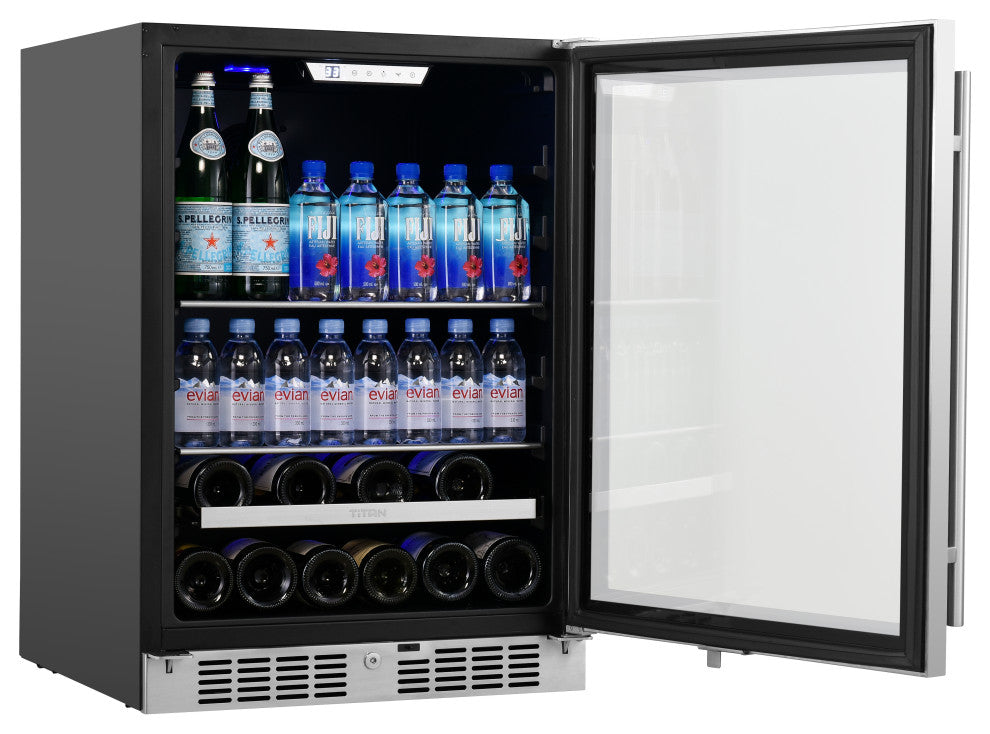 Titan Signature 24" 84Bottle 13Can SS Door Single Zone Wine and Beverage Cooler