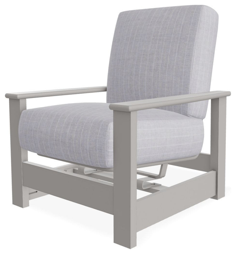 Leeward Deep Seat Outdoor Armchair with Hidden Motion, Ticking Fog/Warm Gray