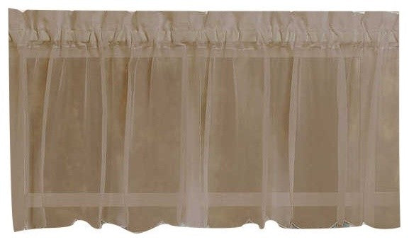 Emelia Sheer Solid Taupe Kitchen Curtain, Valance