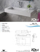 ADM Rectangular Wall Mounted Sink, White, 39", Glossy 23" Right