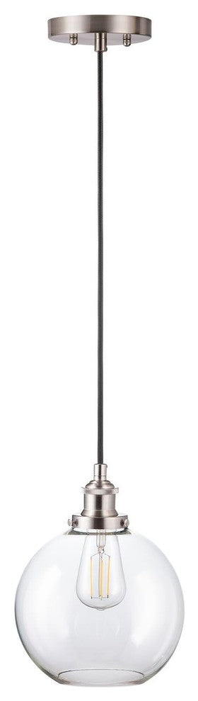 Primo Pendant With Clear Glass Shade, LED Bulb, Brushed Nickel