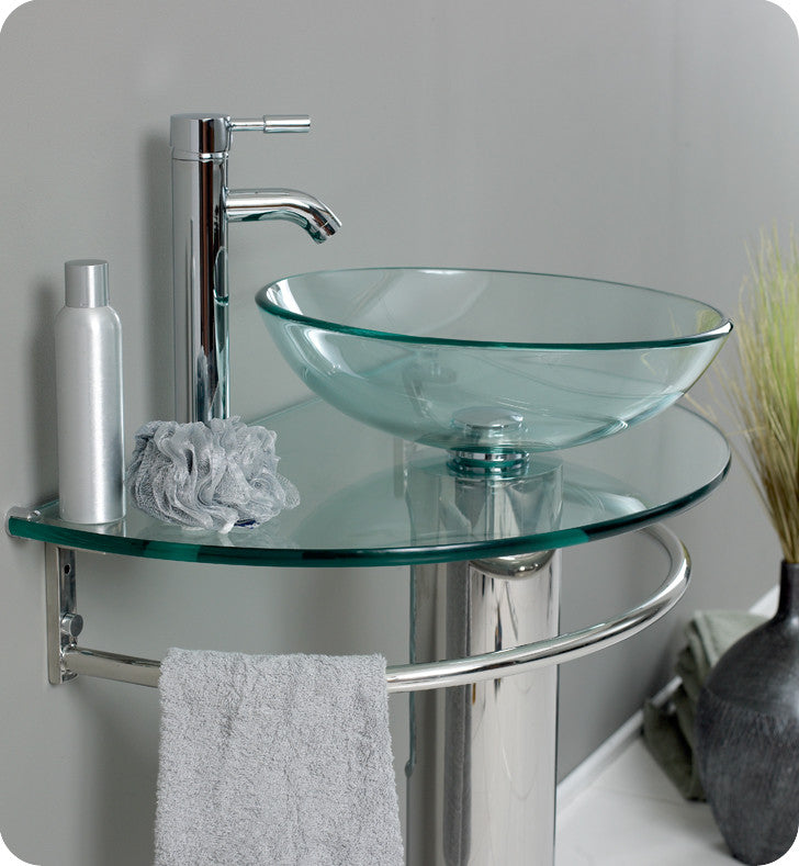 Attrazione Modern Glass Bathroom Vanity With Frosted Edge Mirror, FFT3112CH