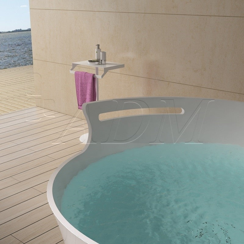 ADM Circular Freestanding Bathtub, Glossy White, 67.3"
