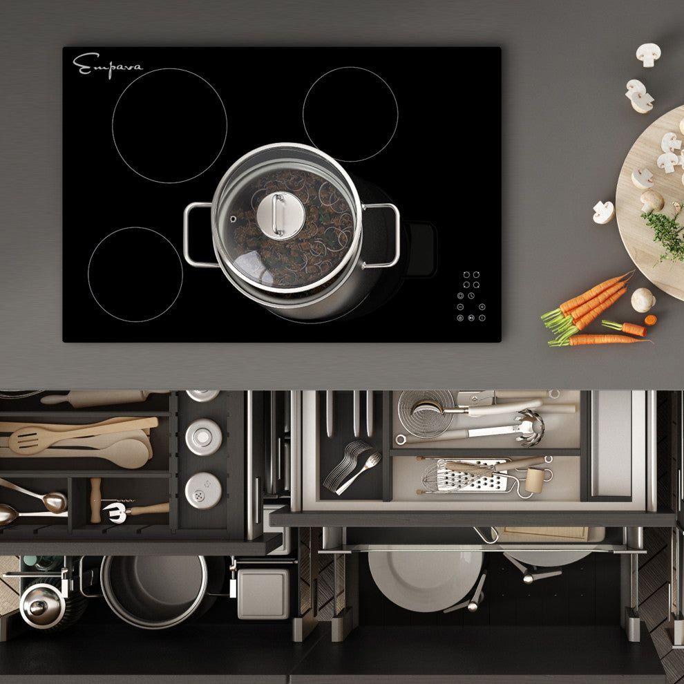 Built-in 30" 4 Elements Smooth Surface, Radiant Black Electric Cooktop