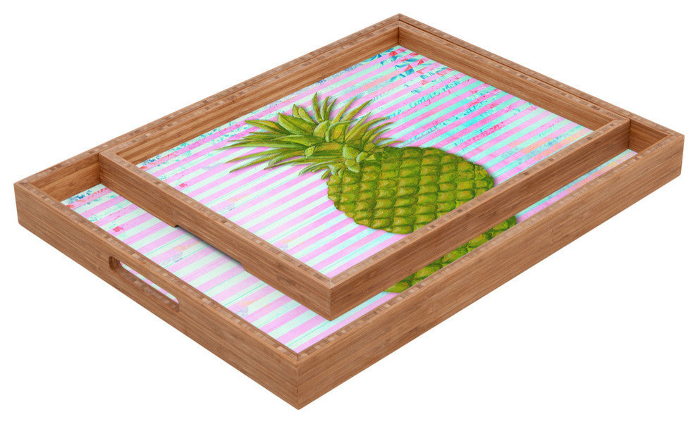 Deny Designs Madart Inc Striped Pineapple Rectangular Tray