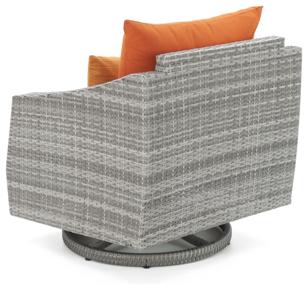 Cannes 2 Piece Aluminum Outdoor Patio Motion Club Chairs, Tikka Orange