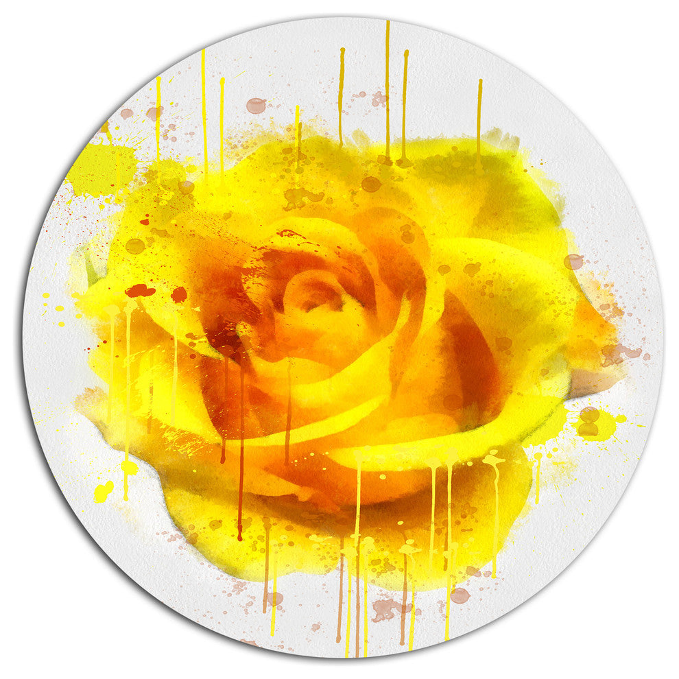 Beautiful Rose In Yellow Watercolor, Flower Round Wall Art, 11"