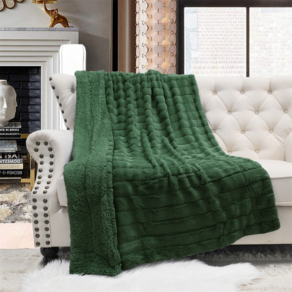 Super Mink Faux Fur Throw Blanket, Eden, 50"x60"