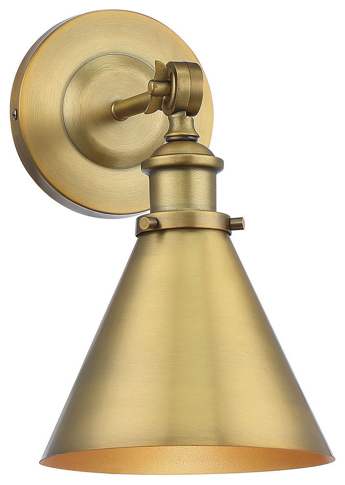 Glenn 1-Light Wall Sconce, Warm Brass, 12"