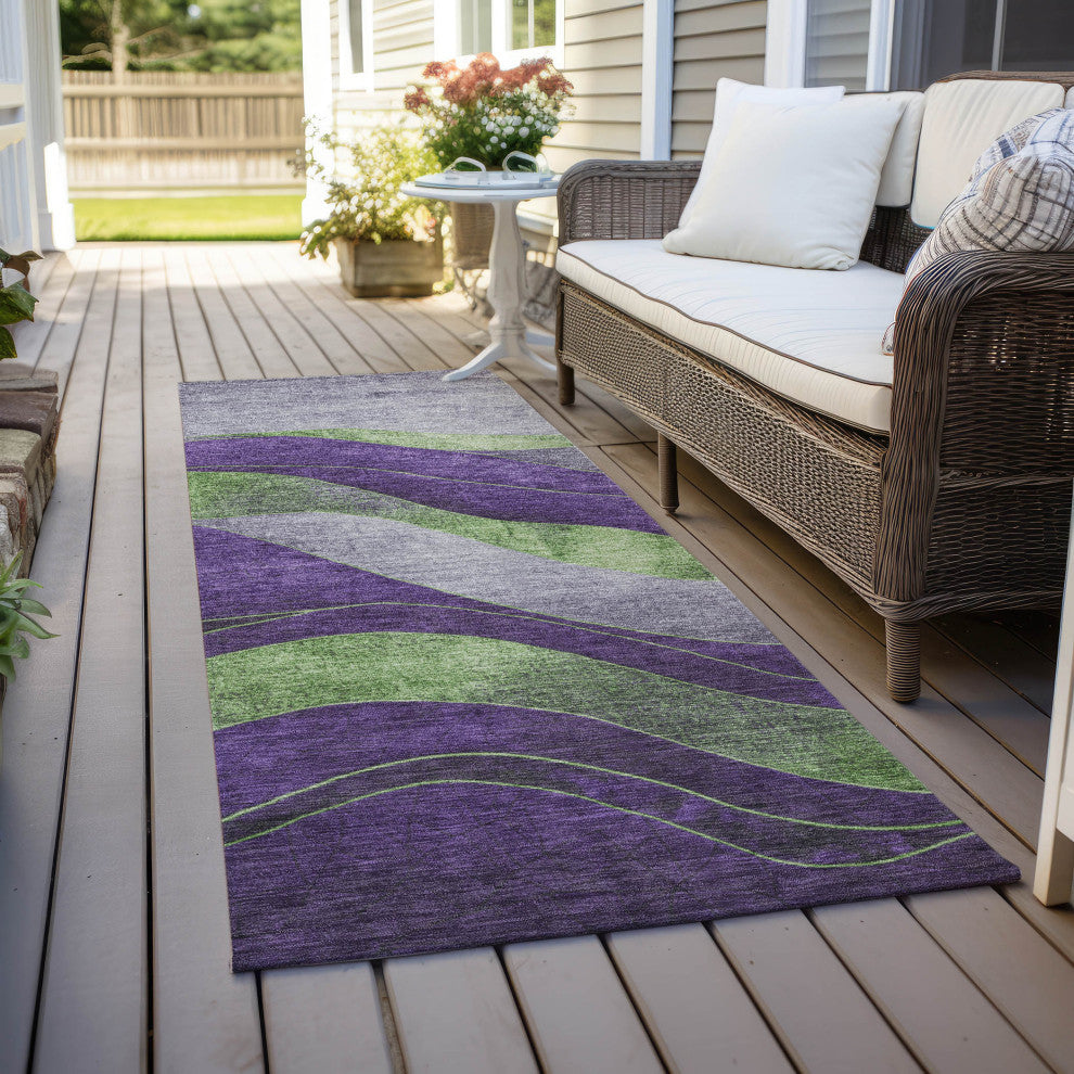 Machine Washable Indoor/Outdoor Chantille ACN1892 Purple 2'3" x 7'6" Runner Rug