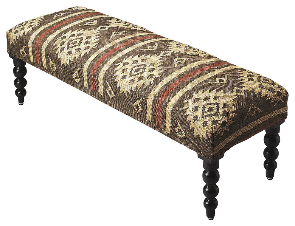 Wool Jute Upholstered Bench