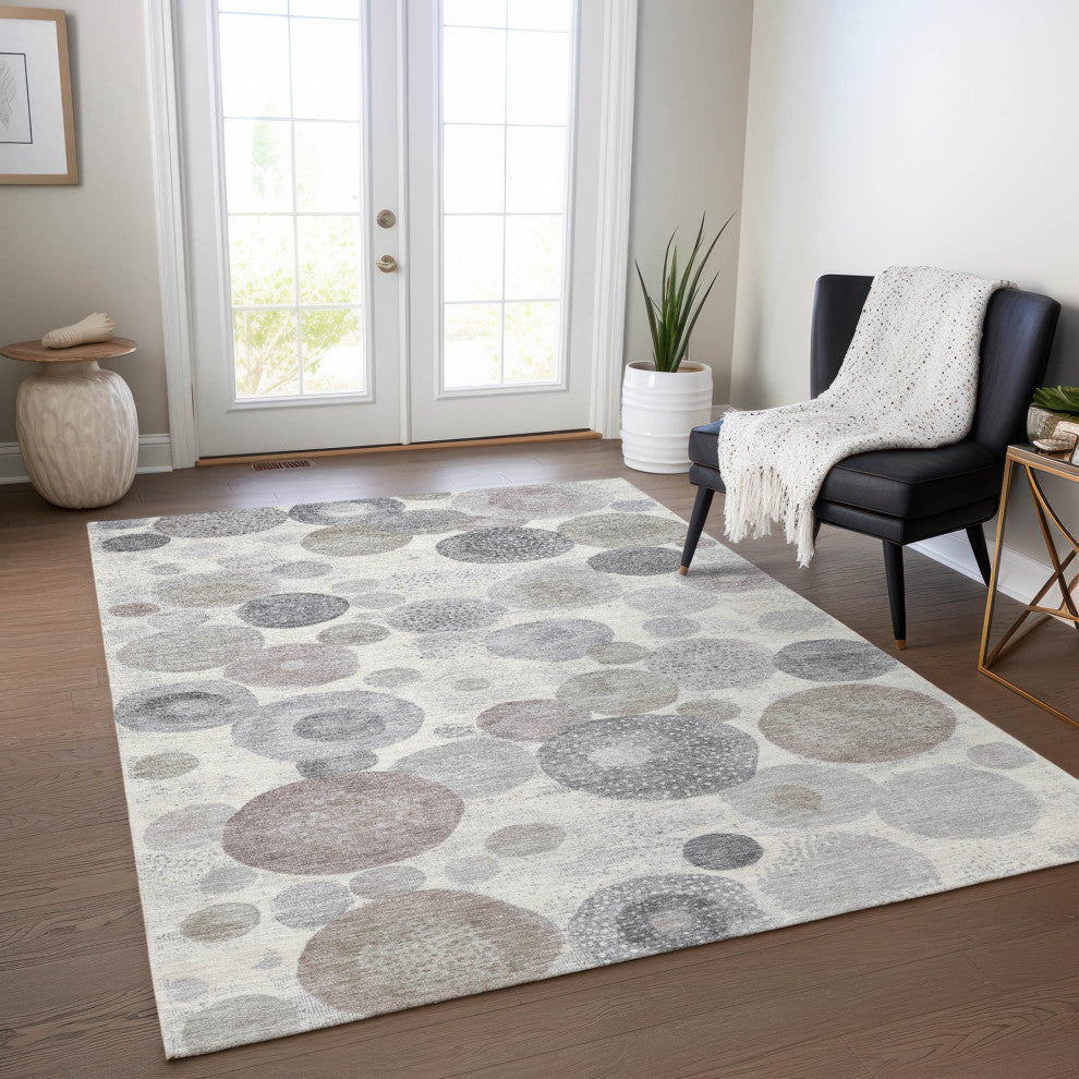 Machine Washable Indoor/Outdoor Chantille ACN1896 Ivory 5' x 7'6" Rug