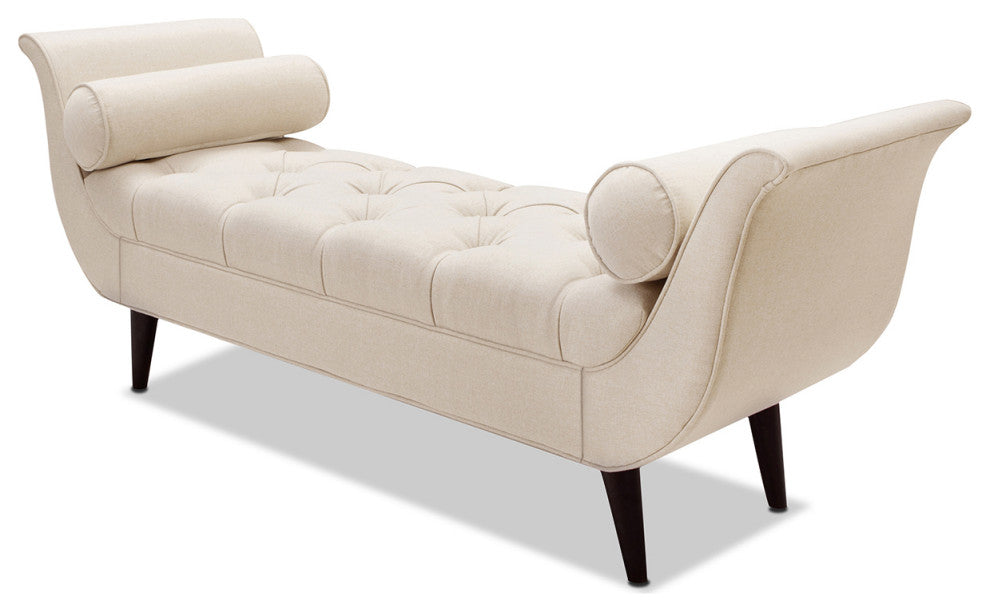 Alma 65" Tufted Entryway Bench With Bolster Pillows, Sky Neutral Beige Polyester