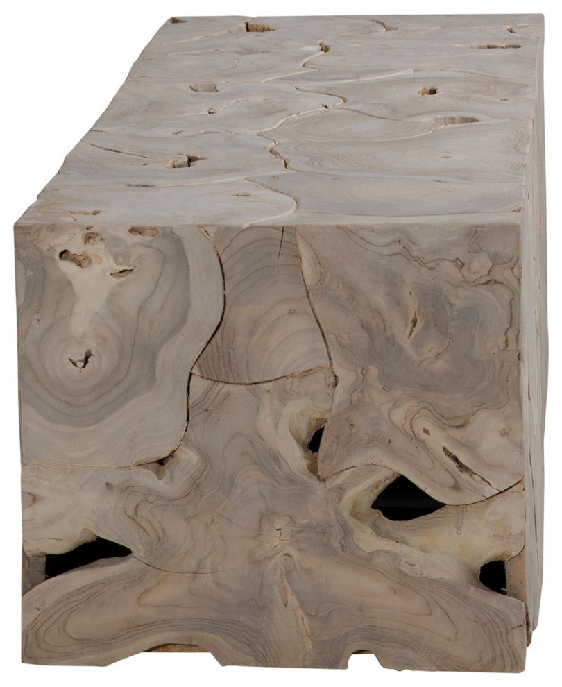 Salvaged Washed Teak Root Bench Table