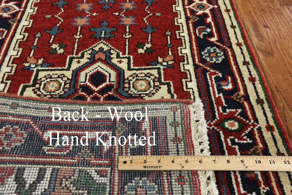 Traditional Red & Black 3'x20' Heriz Serapi Runner Hand Knotted Wool Rug H9283
