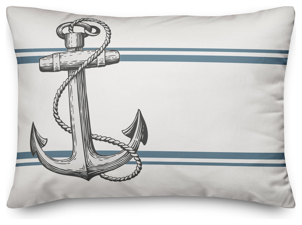 Gray Seaside Anchor Outdoor Throw Pillow, 14x20