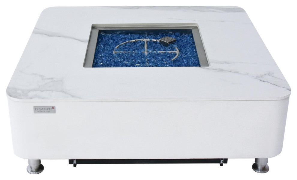 Annecy Square Marble Porcelain Top Propane Fire Table by Elementi Plus