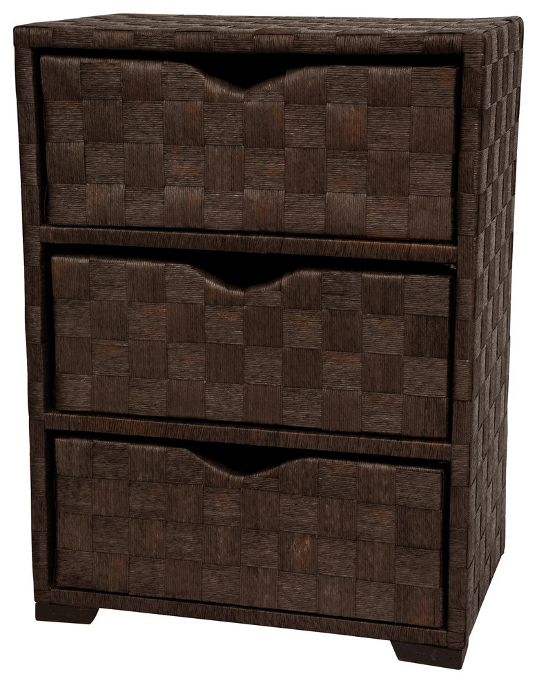 Natural Fiber Chest of Drawers, Three Drawer, Mocha
