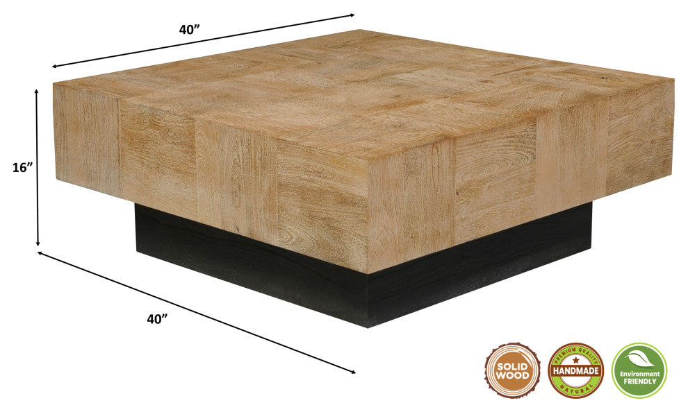 Camilla 2-piece Solid Wood Living Room Table Set, Brown, Square