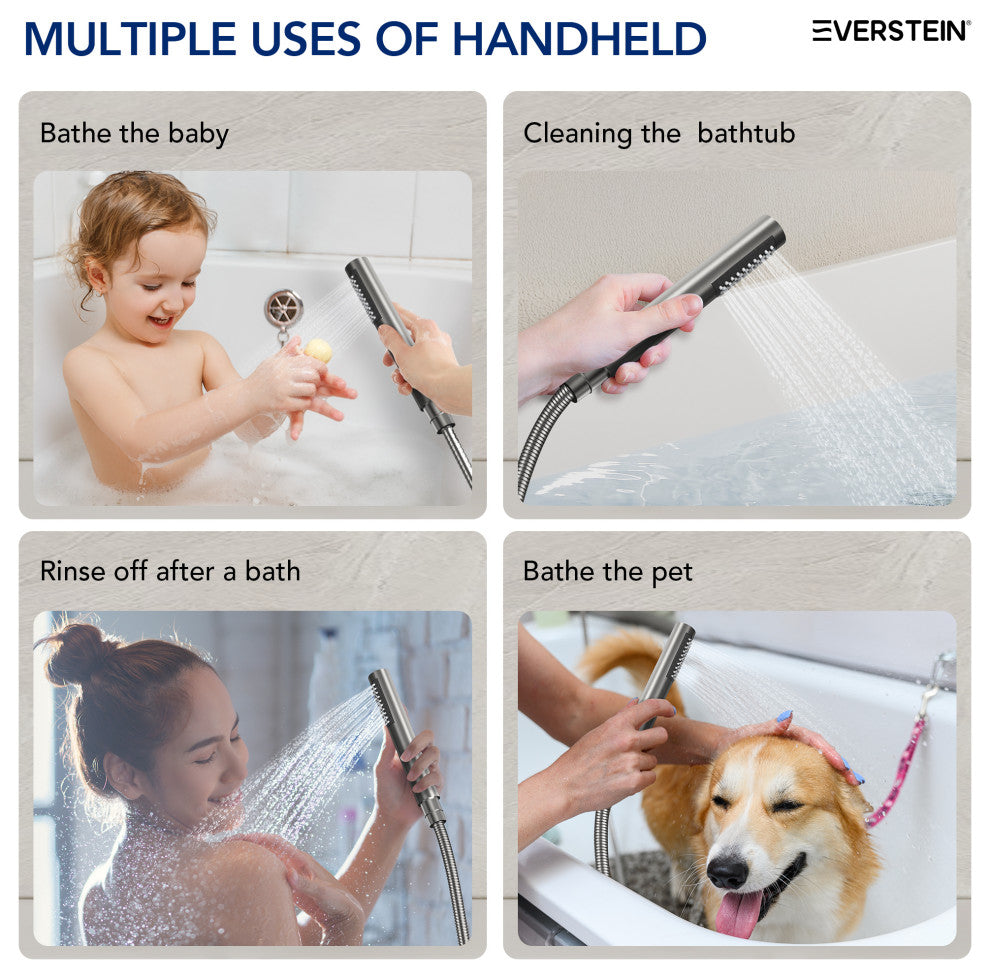 Wall-Mount Tub and Handheld Shower Faucet Set, Brushed Nickel
