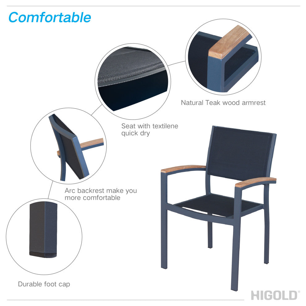 Heck Extendable Teak Outdoor Dining Set for 8 Person, Aluminum, by HIGOLD