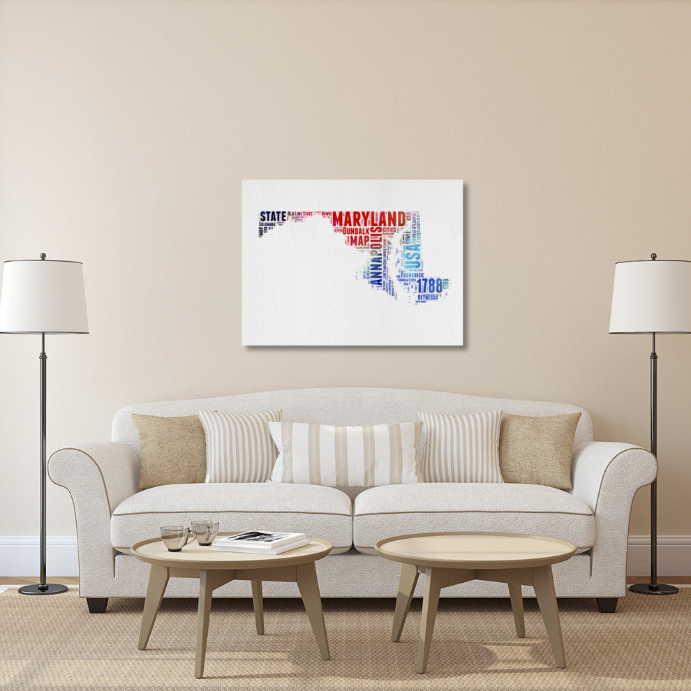 "Maryland Watercolor Word Cloud" Fine Art Print