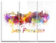 "San Francisco Skyline" Glossy Metal Wall Art, 3 Panels, 36"x28"