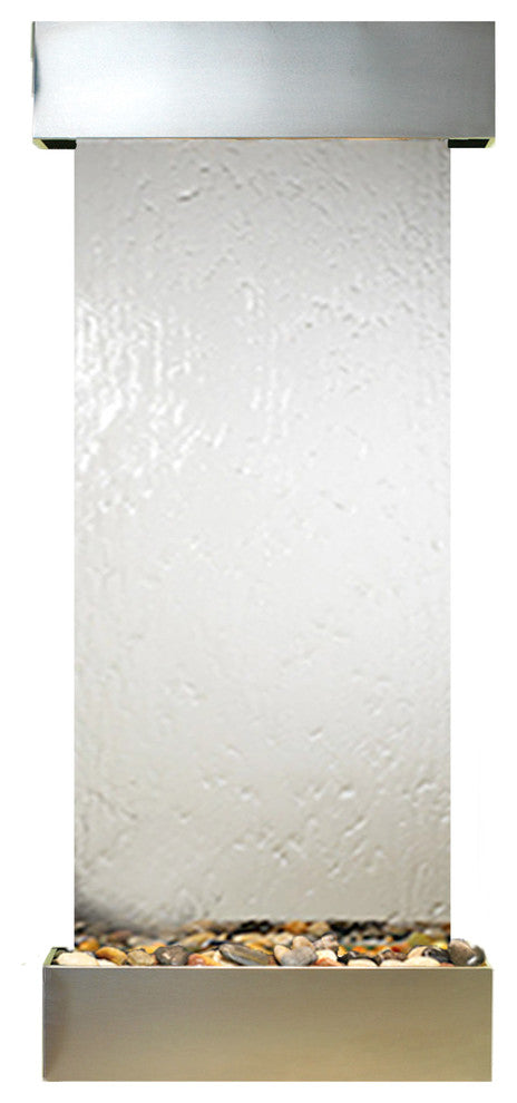 Inspiration Falls Water Fountain, Silver Mirror, Stainless Steel, Square
