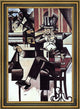 Juan Gris Man in the Cafe - 16" x 24" Framed Premium Canvas Print