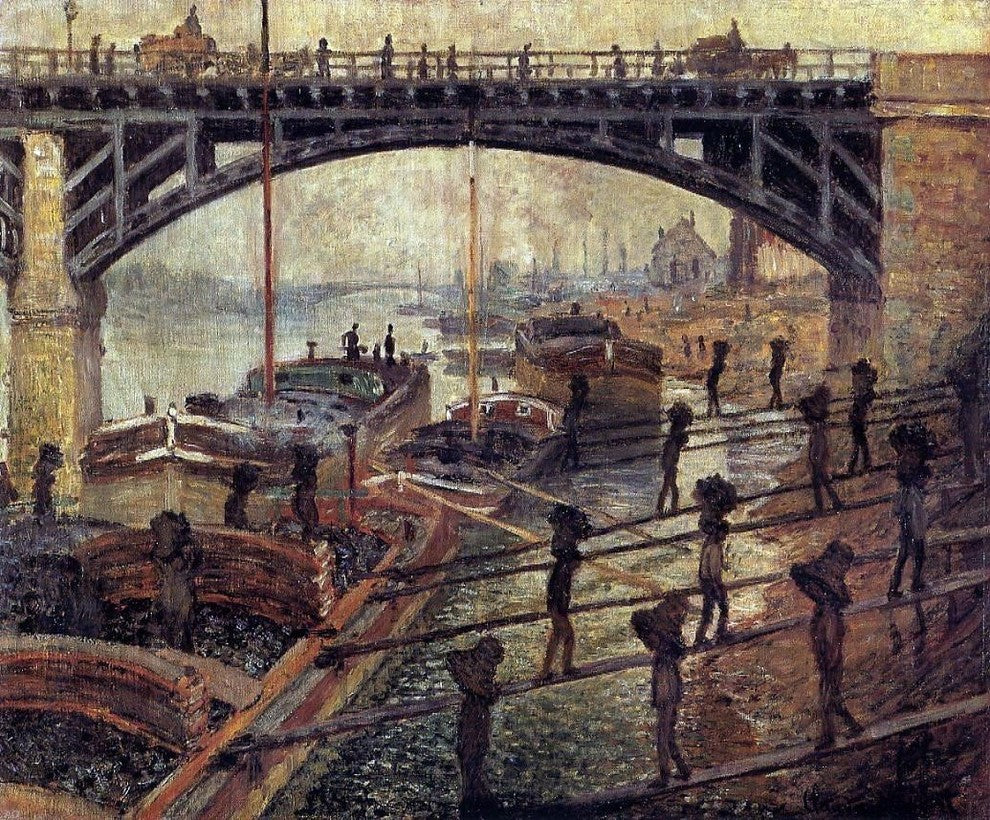 Claude Oscar Monet Coal Dockers - 20" x 25" Premium Canvas Print