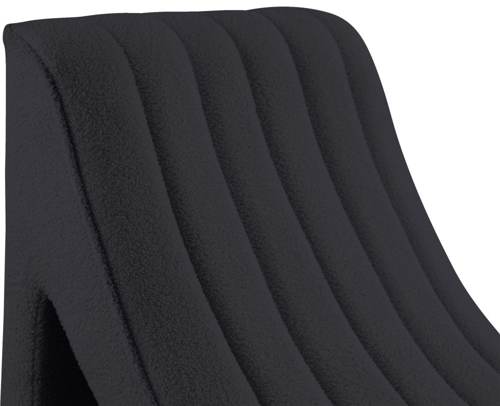 Orian Teddy Fabric Upholstered Chaise, Black