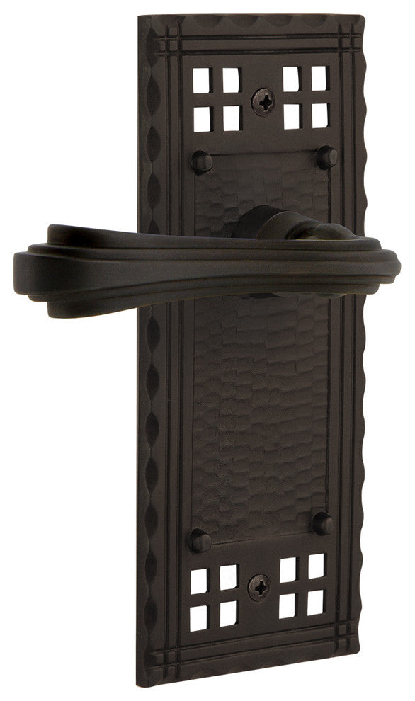 Craftsman Plate With Fleur Lever, Oil-Rubbed Bronze, Privacy, Non-Handed