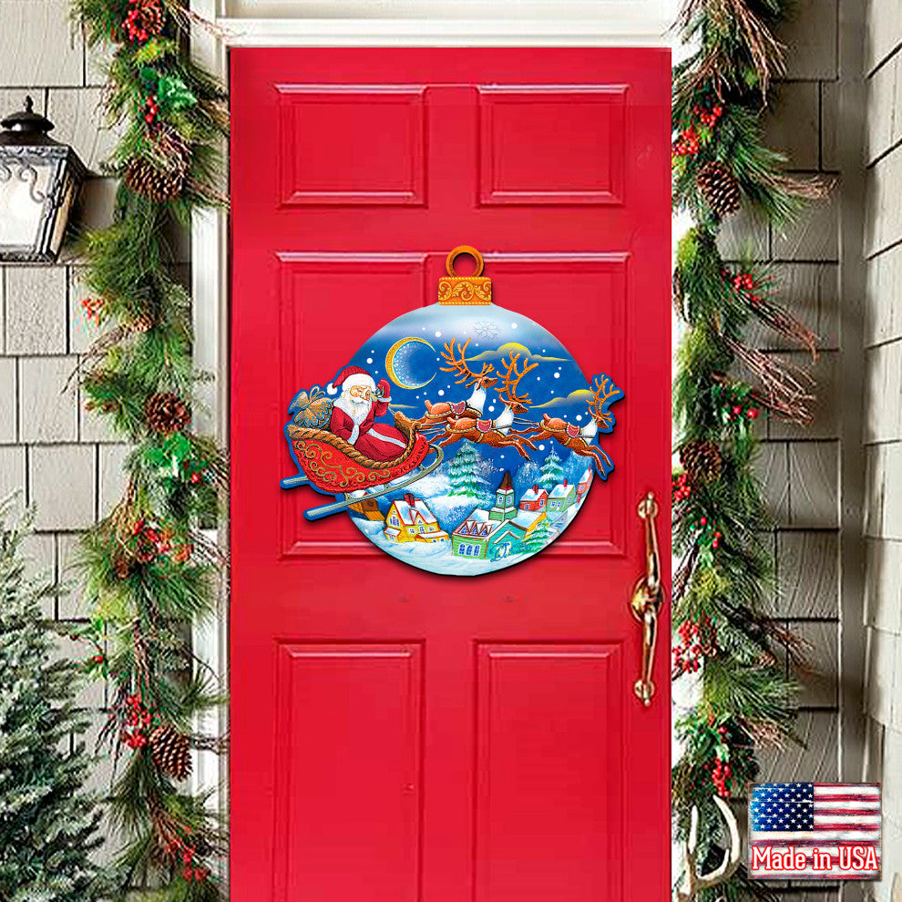 Up Up And Away Ornamental Decorated Santa Decor, Door Hangers