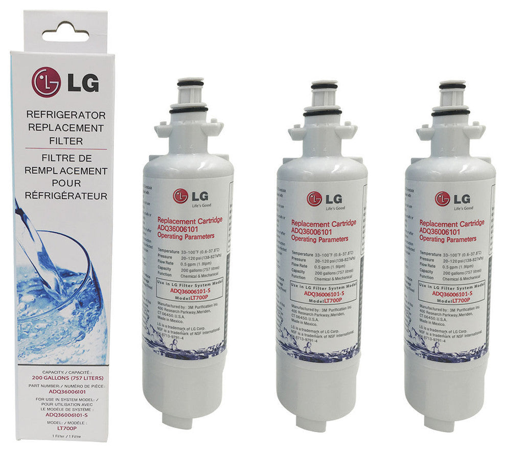 LG LT700P Kenmore 46-9690 ADQ36006101 Refrigerator Water Filter, Set of 3