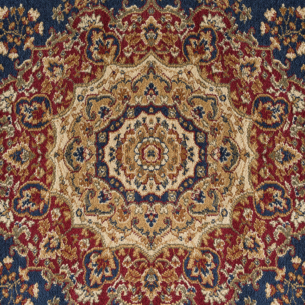 Fiona Traditional Oriental Navy Rectangle Area Rug, 6.7' x 9.6'