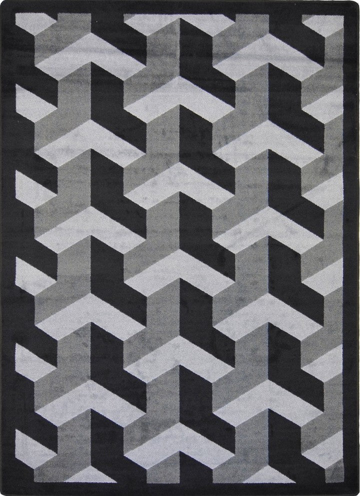 Kaleidoscope Rug, Rooftop, 7'8"x10'9", Black