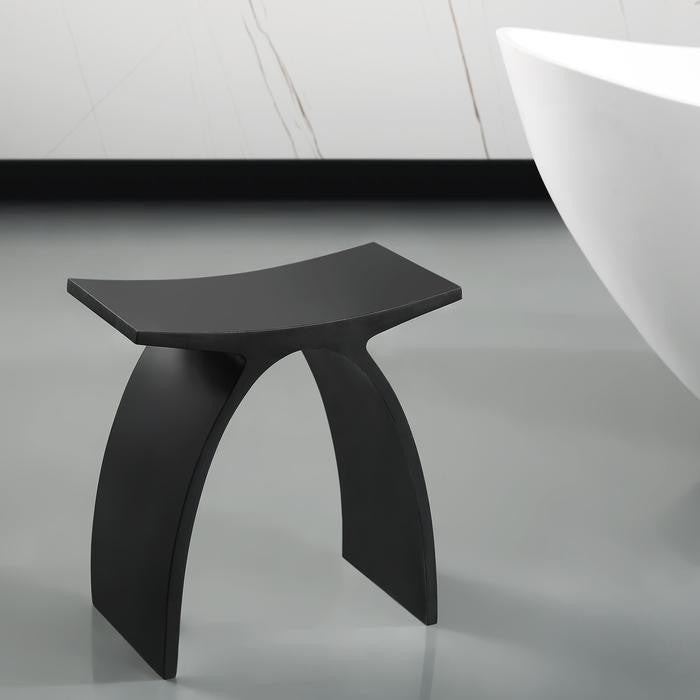 17 in. Shower Bench in Pure Acrylic Stone in Matte Black