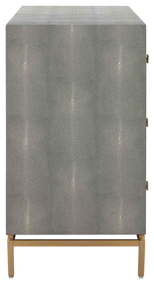 Pesce Shagreen 6 Drawer Dresser, Modern Grey Luxe Glam Buffet