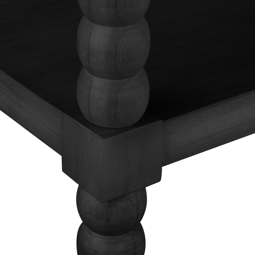 Mindi Wood Four Shelf Black Etagere