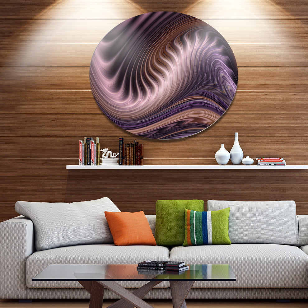 Purple Waves Fractal Wall Art, Abstract Disc Metal Wall Art, 11"