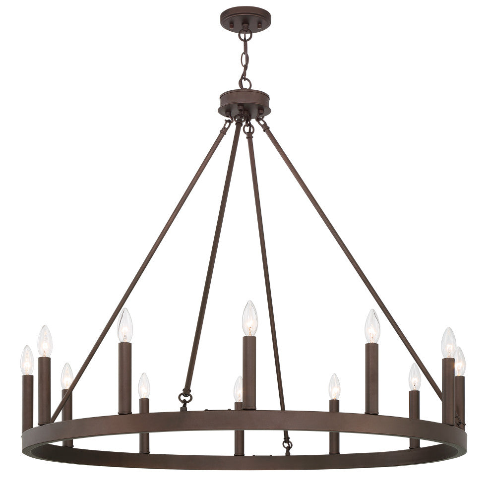 Farmhouse Wagon Wheel 12-Light Chandelier, Oil Rubbed Bronze