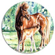 Mare And Foal Watercolor, Animal Disc Metal Artwork, 36"