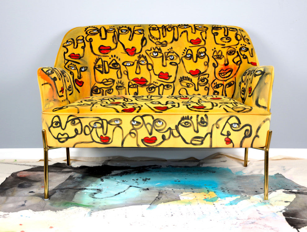 Loveseat for master bedroom, Gift for her / for him, Velvet furniture