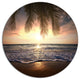 Tropical Beach With Palm Leaves, Seashore Disc Metal Artwork, 23"