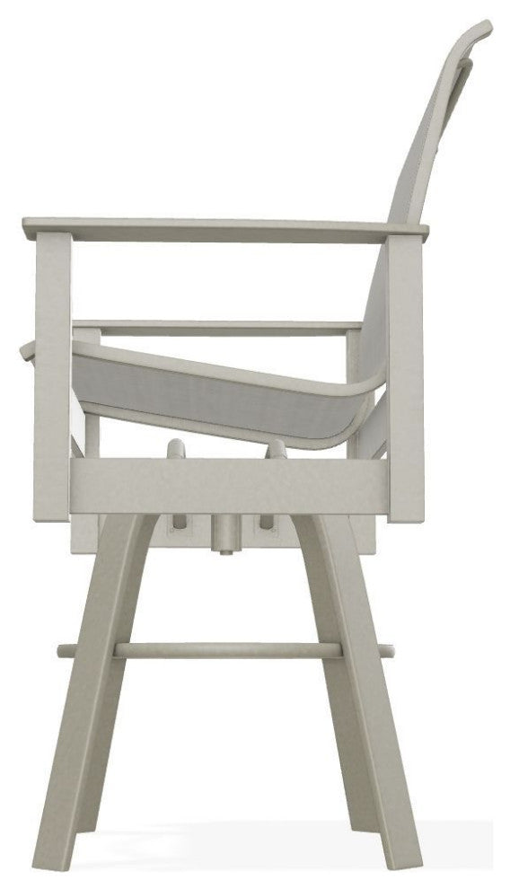 Leeward Sling Bar Height Outdoor Swivel Armchair, Deacon/Storm