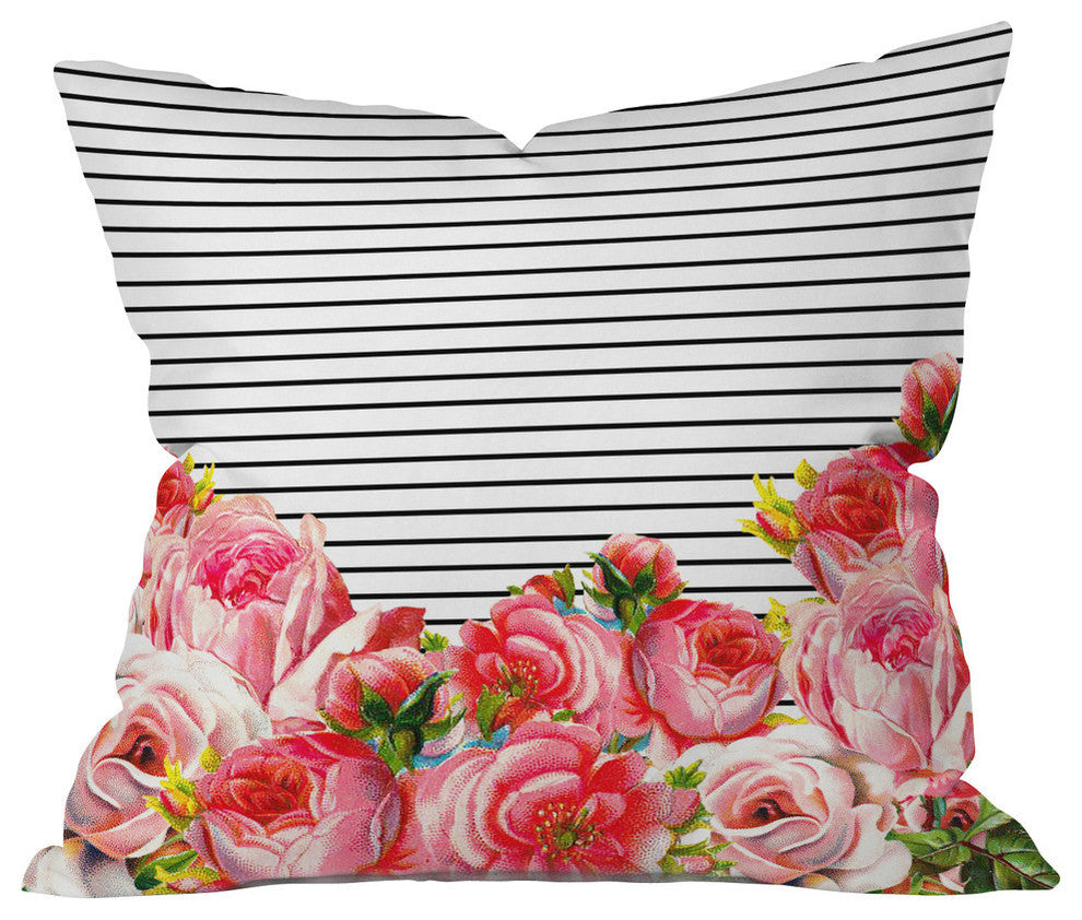 Deny Designs Allyson Johnson Bold Floral And Stripes Outdoor Throw Pillow