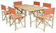 Set of Bamboo Rectangular Table, 6 Director Chair, Pottery